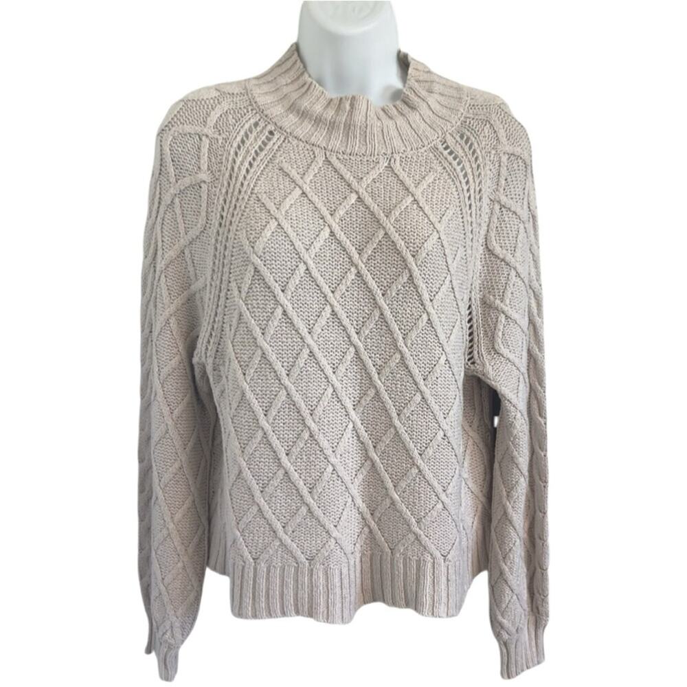 American Eagle Outfitters Cable Knit Sweater Cozy Autumn Fall Fisherman Cream Lg